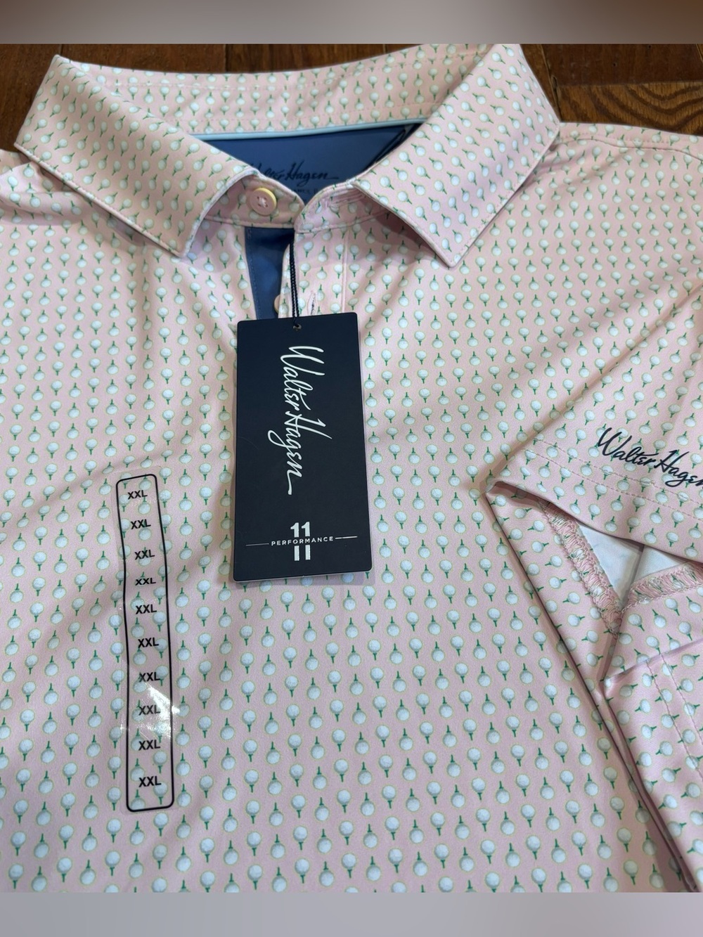 Walter Hagen Men’s Pink Golf Ball Performance Golf Polo Short Sleeve XXL